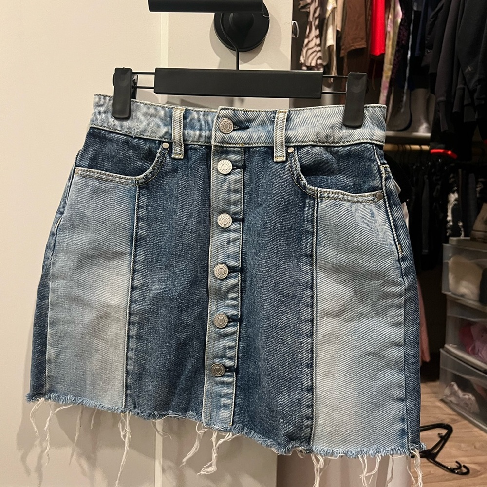denim mini skirt